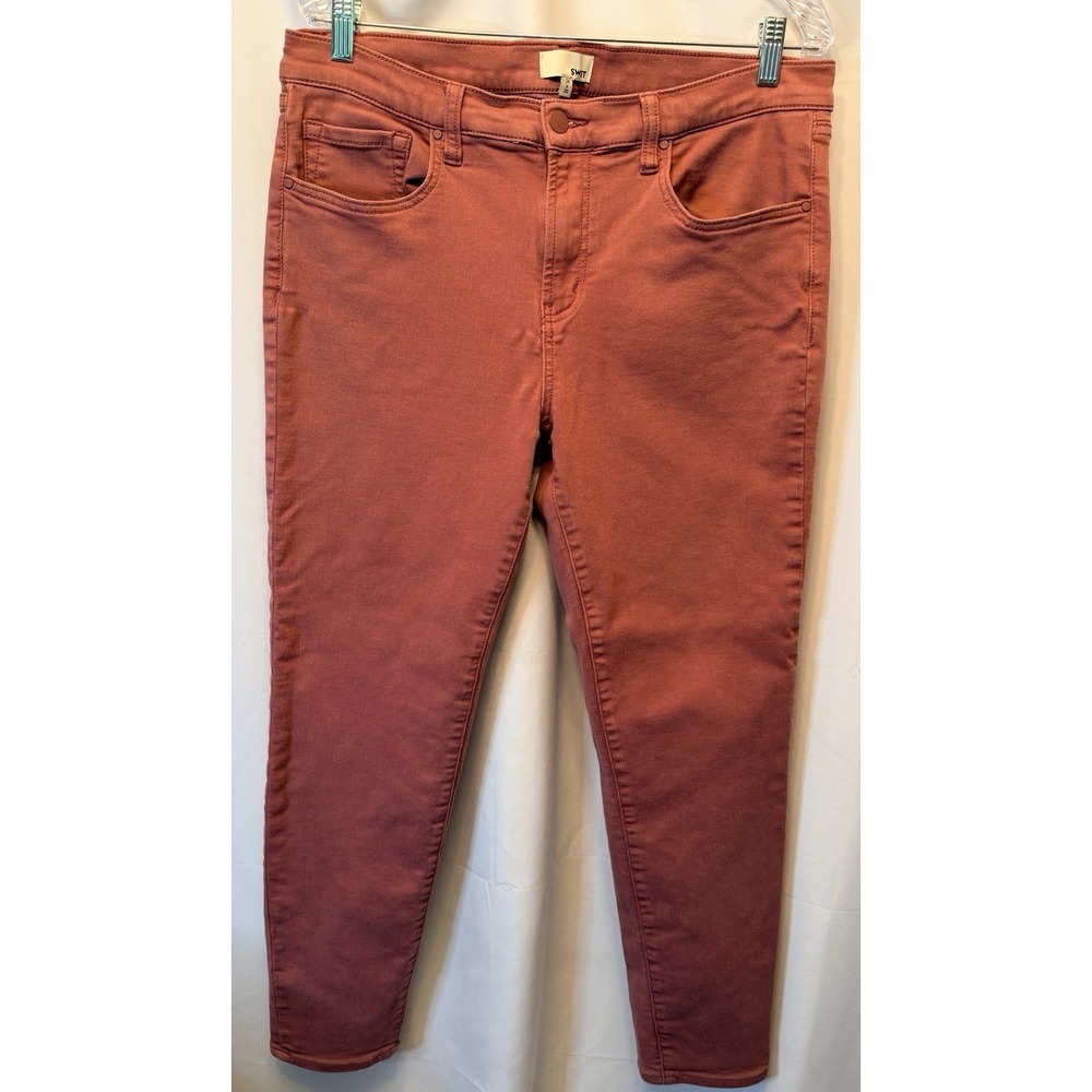SWET Tailor Men's 34x30 Straight Leg Stretch Jeans Cotton Spandex Clay Red Mauve